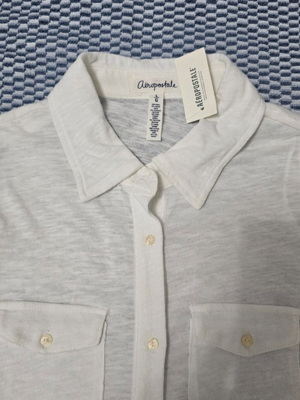 NEW Aeropostale Women’s Fitted White Long Sleeve Button Down Shirt - Size Large - Picture 5 of 8